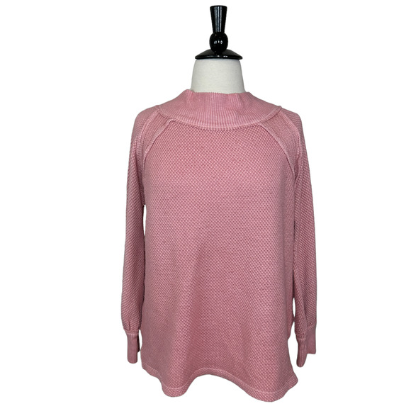 Free People Waffle Knit Oversized Mock Neck Sweater Faded Coral Women XS NWT - Picture 12 of 12